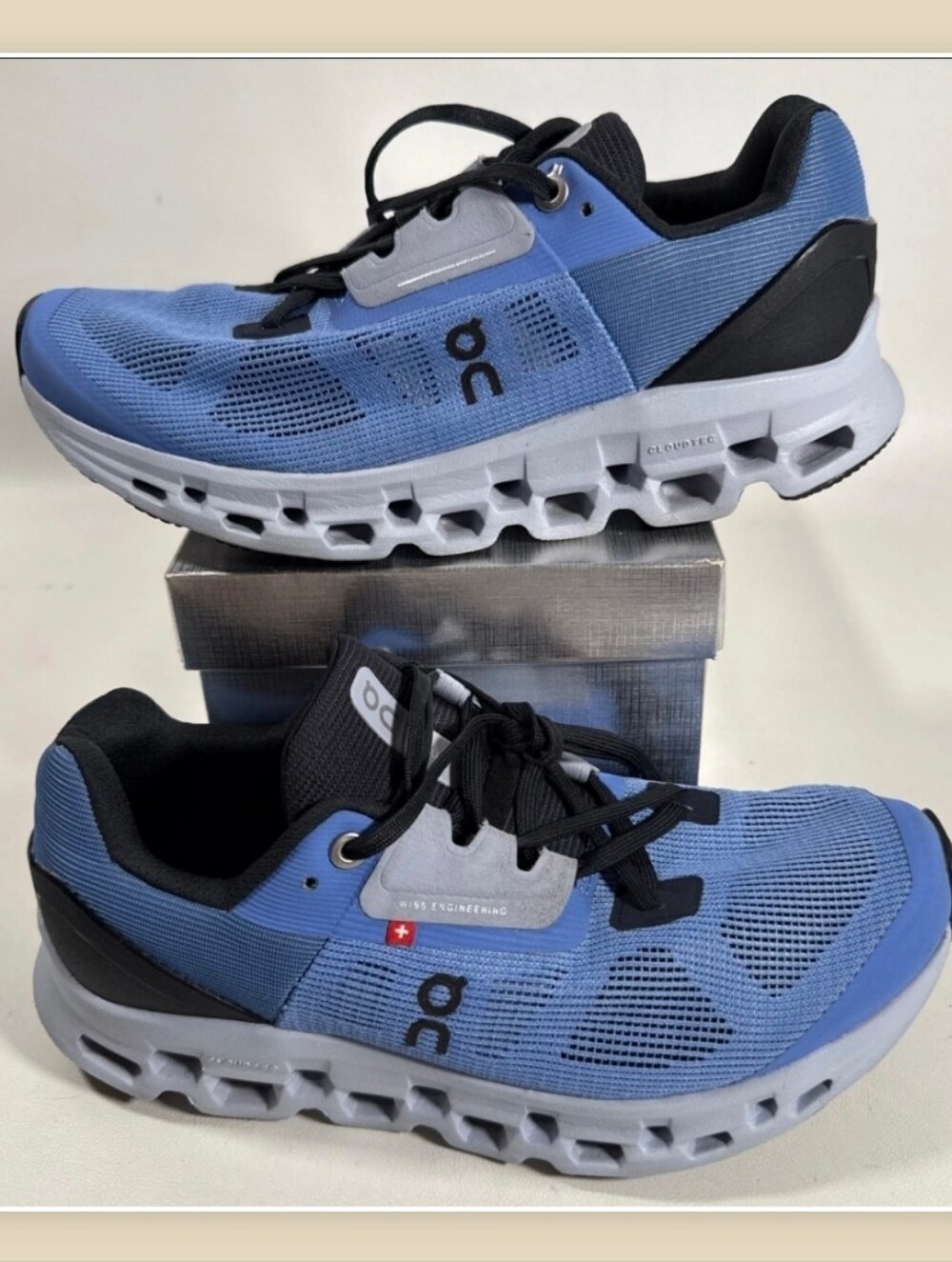 On Cloudstratus 2 Running Shoes Marina Blue Magnet Grey Women's Size 7.5 EUC